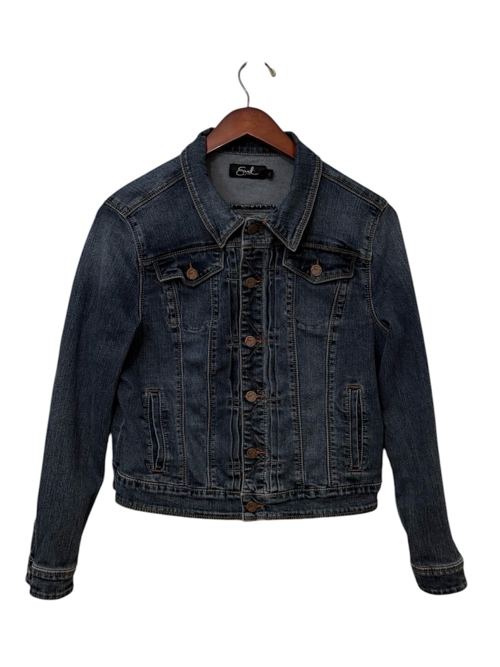 Earl Jean Dark Faded Jean Jacket Y2K Trucker Jacket Size Large